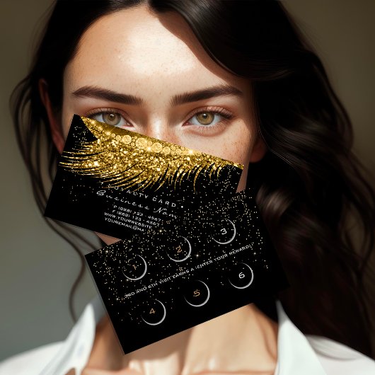Loyalty Card 6 Beauty Salon Lux Lash Gold Confetti Treuekarte