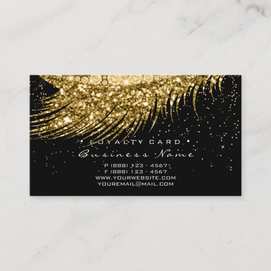 Loyalty Card 6 Beauty Salon Lux Lash Gold Confetti Treuekarte (Vorderseite)