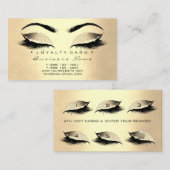 Loyalty Card 6 Lash Sepia Gold Crown Glitzer Treuekarte (Vorne/Hinten)