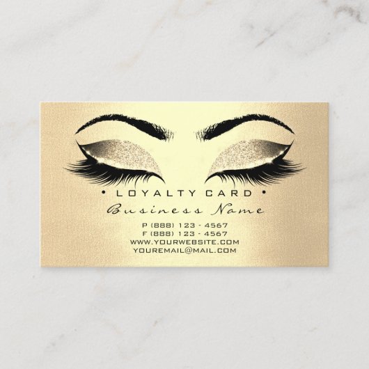 Loyalty Card 6 Lash Sepia Gold Crown Glitzer Treuekarte (Vorderseite)