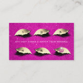 Loyalty Card 6 Lashes Gold Hot Pink Crown Glitzer Treuekarte (Rückseite)