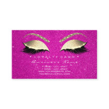 Loyalty Card 6 Lashes Gold Hot Pink Crown Glitzer
