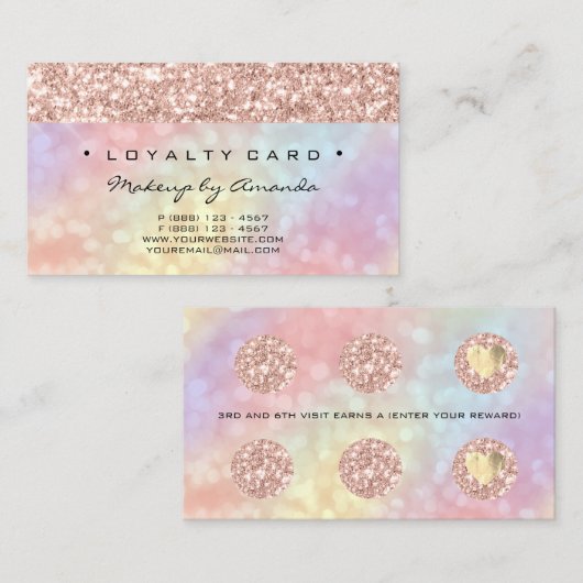Loyalty Card 6 Punch Makeup Artist Holographic Treuekarte (Vorne/Hinten)