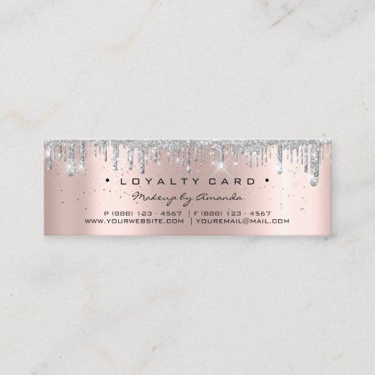 Loyalty Card 6 Punch Makeup Grau Herz Rose Kleine Treuekarte (Vorderseite)