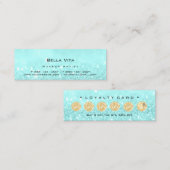 Loyalty Card 6 Punch Makeup Haar Herz Blau Klein Treuekarte (Vorne/Hinten)