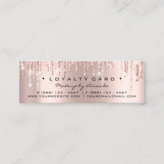 Loyalty Card 6 Punch Makeup Herz Rose Tropfen Klei Treuekarte (Vorderseite)