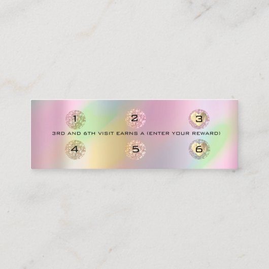 Loyalty Card 6 Punch Makeup Holographische Rose Kl Treuekarte (Rückseite)