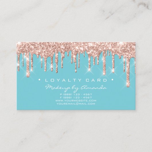 Loyalty Card 6 Punch Makeup Künstlerherz Rose Blue Treuekarte (Vorderseite)