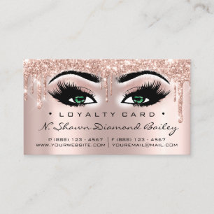 Loyalty Card 6 Punch Makeup Lash Rose Grün Treuekarte