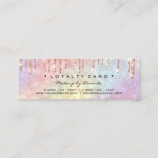Loyalty Card 6 Punch Makeup Nails Holograph Kleine Treuekarte (Vorderseite)