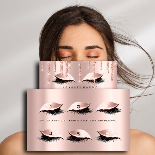 Loyalty Card 6 Schönheitssalon Lashes Rose Gold Tr Treuekarte