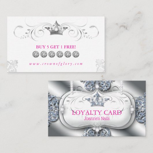 Loyalty Card Diamonds Glitzer Crown Treuekarte (Vorne/Hinten)