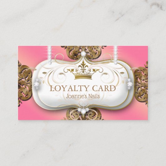 Loyalty Card Diamonds Gold Glitzer Crown Treuekarte (Rückseite)
