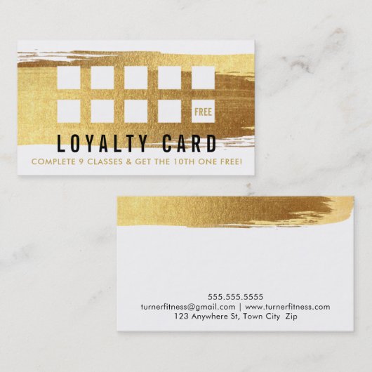 LOYALTY CARD glamouröser Goldenen Pinselstrich Treuekarte (Vorne/Hinten)