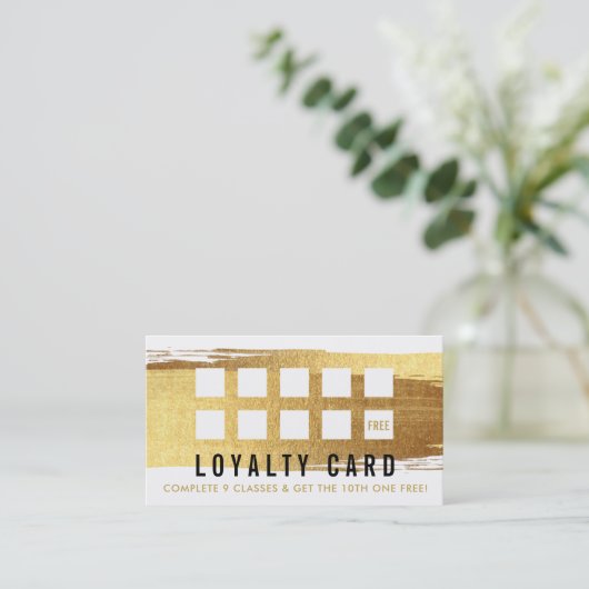 LOYALTY CARD glamouröser Goldenen Pinselstrich Treuekarte (Stehend Vorderseite)