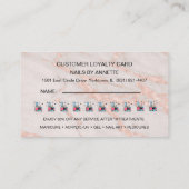 * Loyalty Card Manicurist Nail Tech Rose Gold   Visitenkarte (Rückseite)