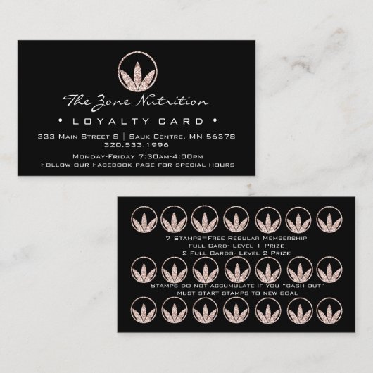 Loyalty Card Nutrition Health Kraut Rose 21 Black Treuekarte (Vorne/Hinten)