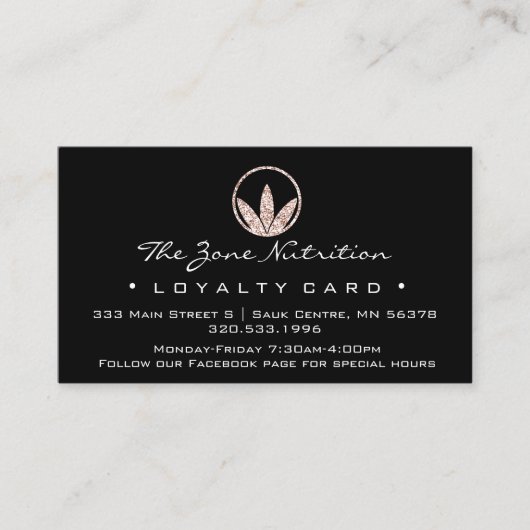 Loyalty Card Nutrition Health Kraut Rose 21 Black Treuekarte (Vorderseite)