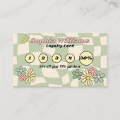 Loyalty Card Retro Green Karos Business Marketing Treuekarte (Vorderseite)