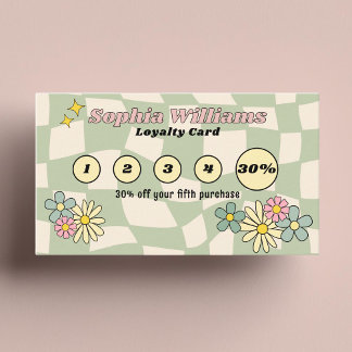 Loyalty Card Retro Green Karos Business Marketing Treuekarte
