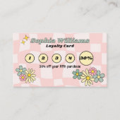 Loyalty Card Retro Pink Schachbrett Business Marke Treuekarte (Vorderseite)
