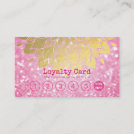 Loyalty Card Rosa Glitzer Gold Blütenmakeup Haar Treuekarte