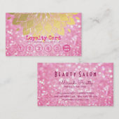 Loyalty Card Rosa Glitzer Gold Blütenmakeup Haar Treuekarte (Vorne/Hinten)