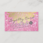 Loyalty Card Rosa Glitzer Gold Blütenmakeup Haar Treuekarte (Vorderseite)