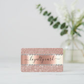 Loyalty Card Rose Gold Glitzer Handgeschriebener Visitenkarte (Stehend Vorderseite)