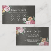 Loyalty Card Vintages Blumenmuster und Haarkunst Treuekarte (Vorne/Hinten)