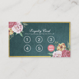 Loyalty Card Vintages Blumenmuster und Haarstil Treuekarte