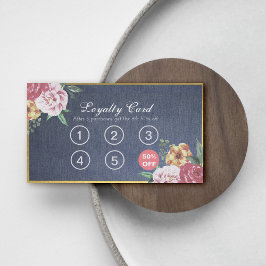 Loyalty Card Vintages Blumenmuster und Haarstil Treuekarte