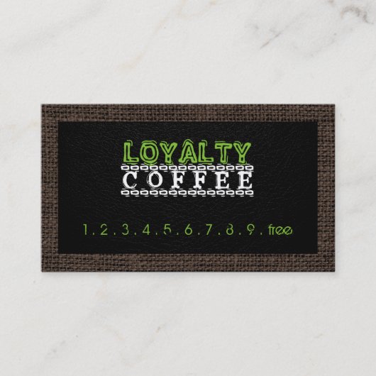 Loyalty Coffee Punch Burlap Border Treuekarte (Vorderseite)