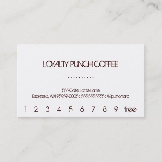 Loyalty Coffee Punch Card Treuekarte (Vorderseite)