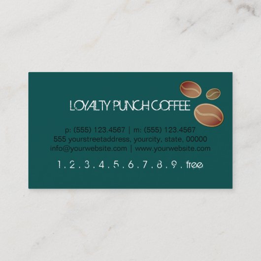 Loyalty Coffee Punch Deep Dschungel Grün Hintergru Treuekarte (Rückseite)