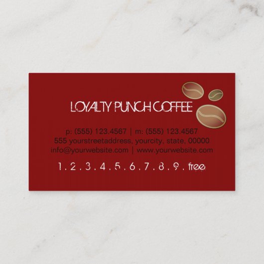 Loyalty Coffee Punch Deep Red Background Treuekarte (Rückseite)