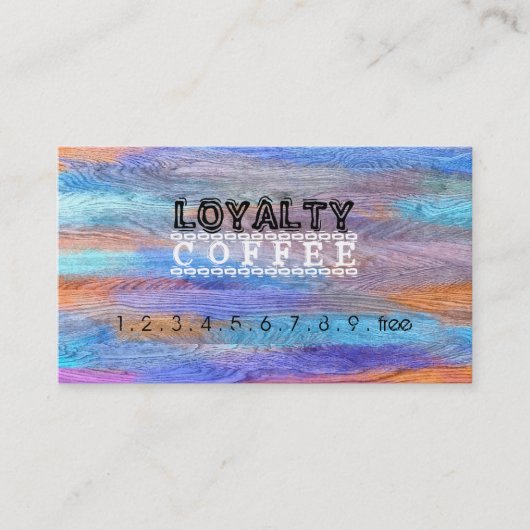 Loyalty Coffee Punch Farbiges modernes Holz #15 Treuekarte (Vorderseite)