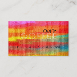 Loyalty Coffee Punch Farbiges modernes Holz #38 Treuekarte