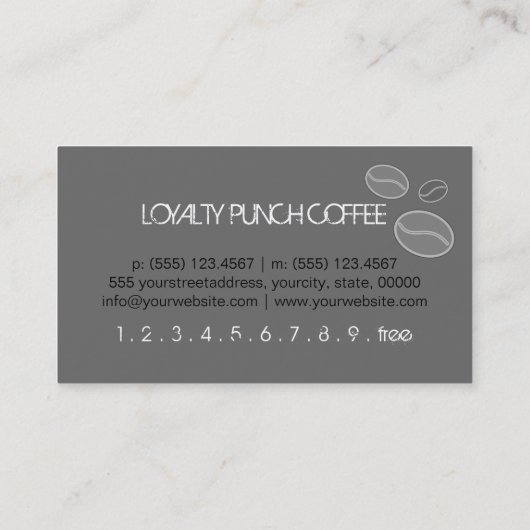 Loyalty Coffee Punch Moderner Dim Grau Hintergrund Treuekarte (Rückseite)
