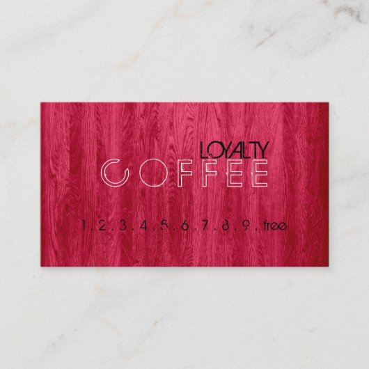 Loyalty Coffee Punch Moderner Rotholzkörner Treuekarte (Vorderseite)