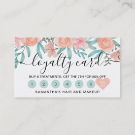 Loyalty corpeach floral Aquarellschrift Treuekarte