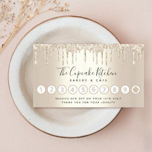 Loyalty Cupcake Bäckerei Koch Gold Glitzer Tropfen Visitenkarte