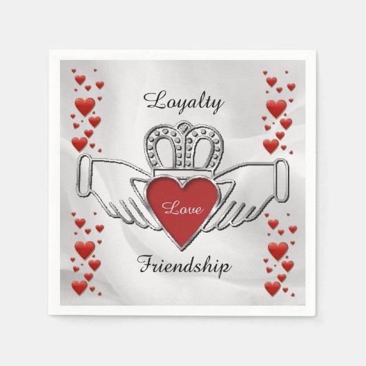 Loyalty Liebe Freundschaft Claddagh Napkins Serviette (Vorderseite)