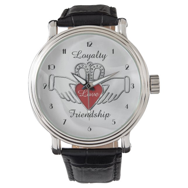 Loyalty Liebe Freundschaft Claddagh Wrist Watch Armbanduhr (Vorderseite)