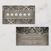 Loyalty Punch Card Coffee Chocolate Glimmer Damask Visitenkarte (Vorne/Hinten)