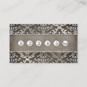 Loyalty Punch Card Coffee Chocolate Glimmer Damask Visitenkarte (Vorderseite)