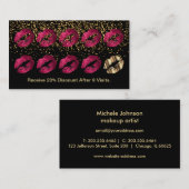 Loyalty Punch Card - Hot Pink Glitzer und Gold Treuekarte (Vorne/Hinten)