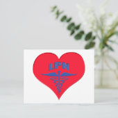 LPN Caduceus Heart Postkarte (Stehend Vorderseite)