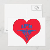 LPN Caduceus Heart Postkarte (Vorne/Hinten)