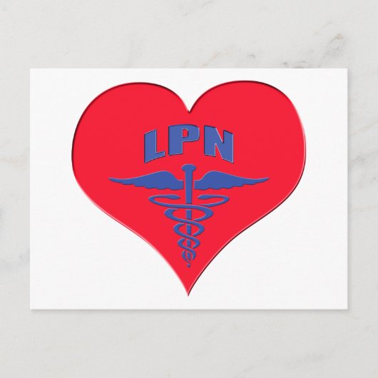 LPN Caduceus Heart Postkarte (Vorderseite)